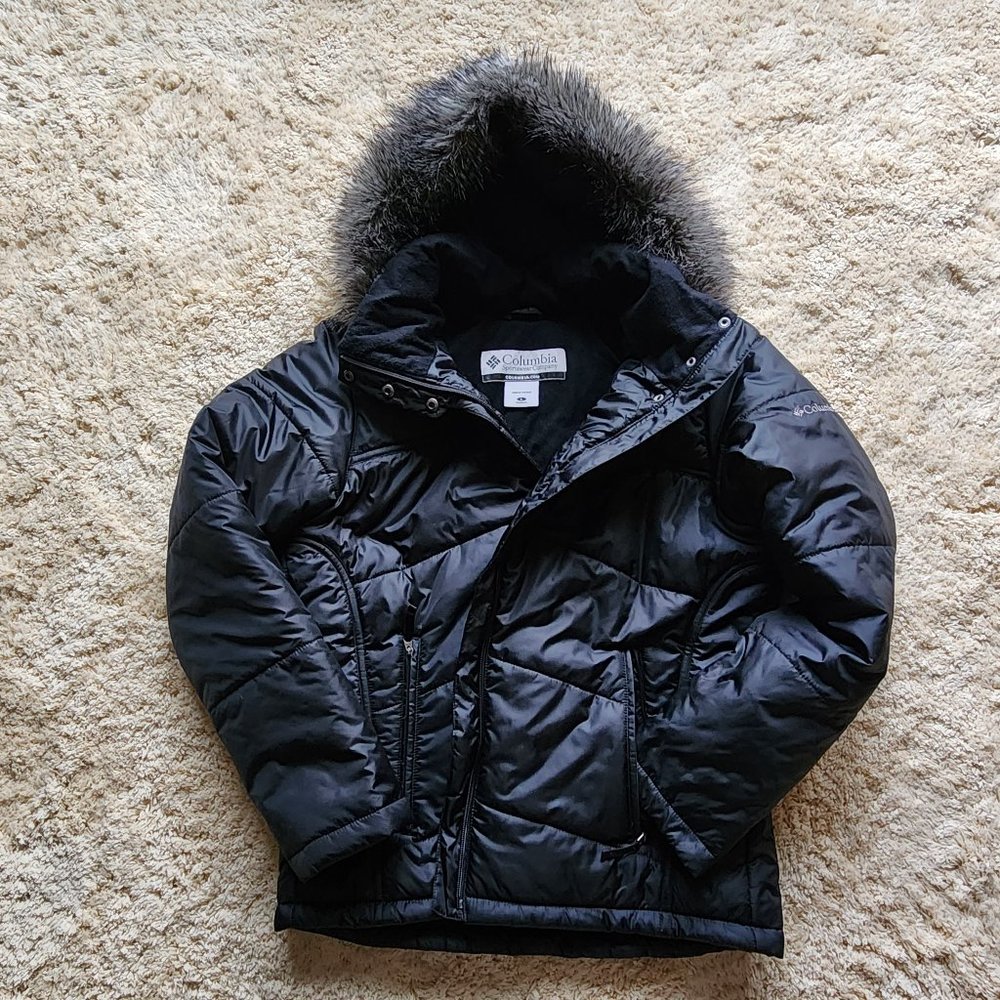 Columbia Faux Fur Detachable Hood Down Filled Cold Weather Jacket sz L